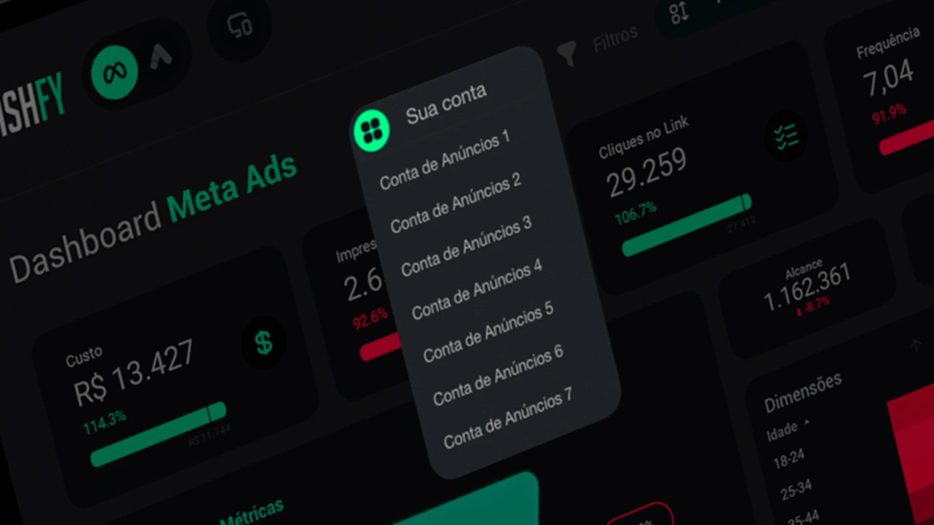 Detalhes da interface do Dashfy